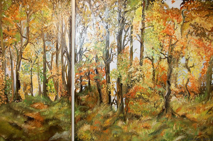 Herbstlandschaft | Ölgemälde 2019 von Gabriele Apfeld, 100x150x4cm, ein Teil möglich Prize 980,-€